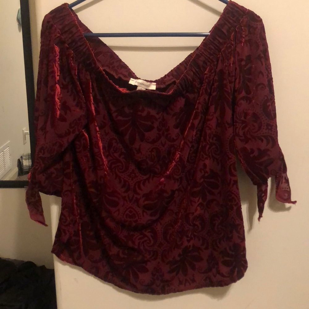 Off the shoulder velvet red top